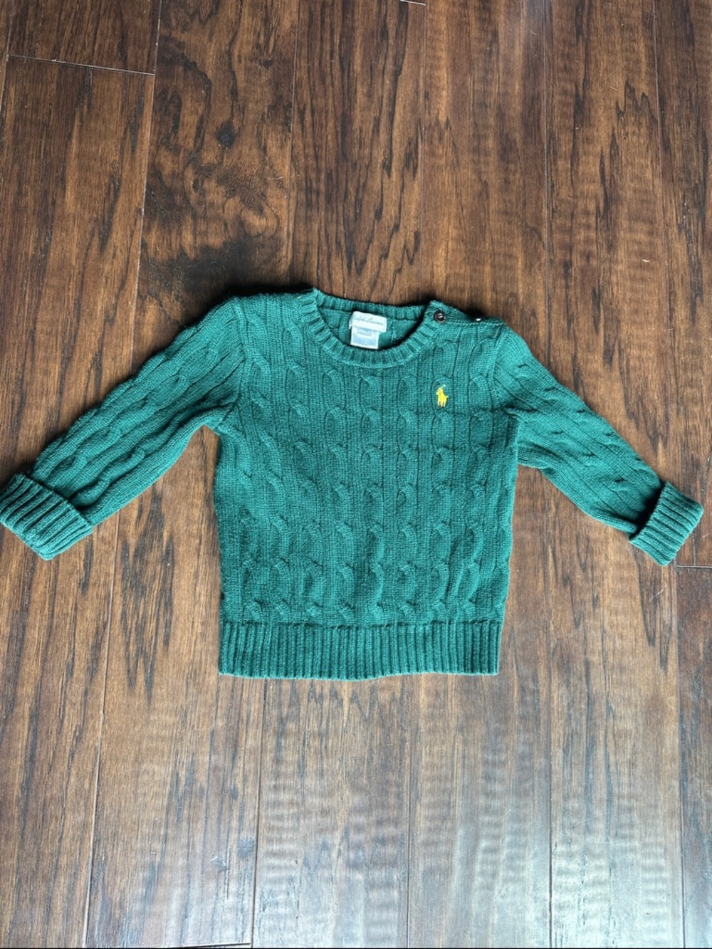Ralph Lauren Green Cable Knit Baby Sweater
